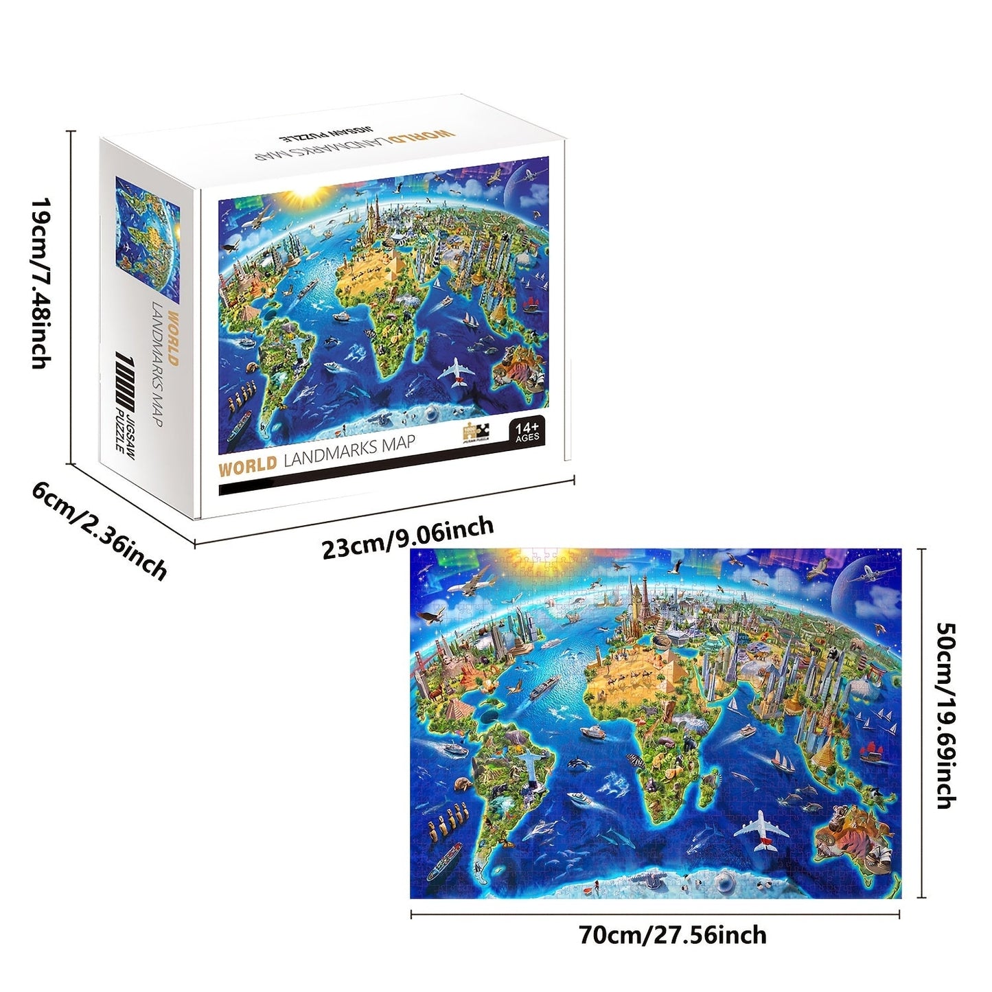 1000pcs World Landmarks Jigsaw Puzzle - Large Educational Puzzle for Adults & Teens