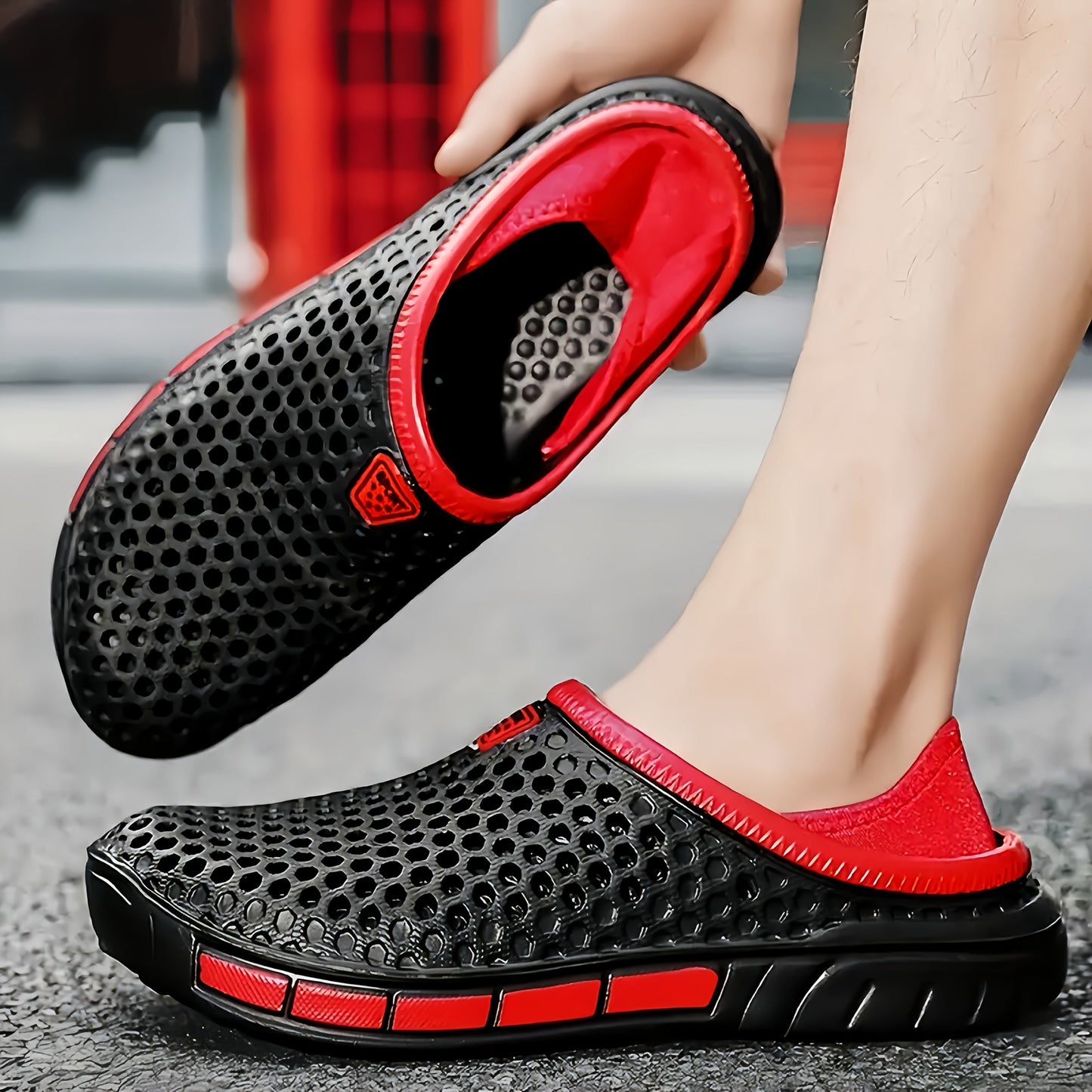 Men's Summer Breathable Slide Sandals - Dual Wear for Sports & Beach