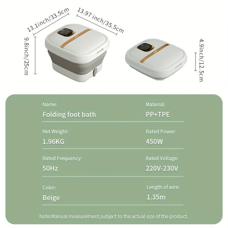 Electric Home Foot Bath - British Style, Adjustable Temperature, White & Gold