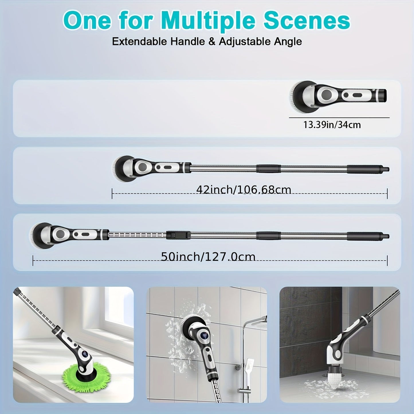 11pcs Electric Rotating Floor Brush Set - Wireless & Rechargeable with 11 Heads