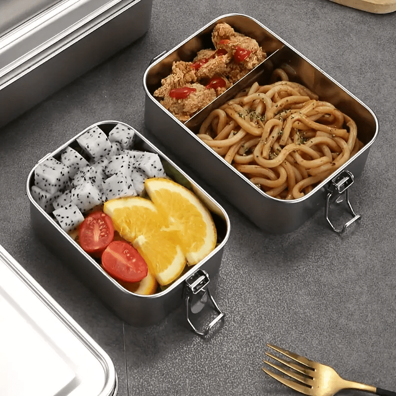 Large Capacity 304 Stainless Steel Square Lunch Box with Compartments
