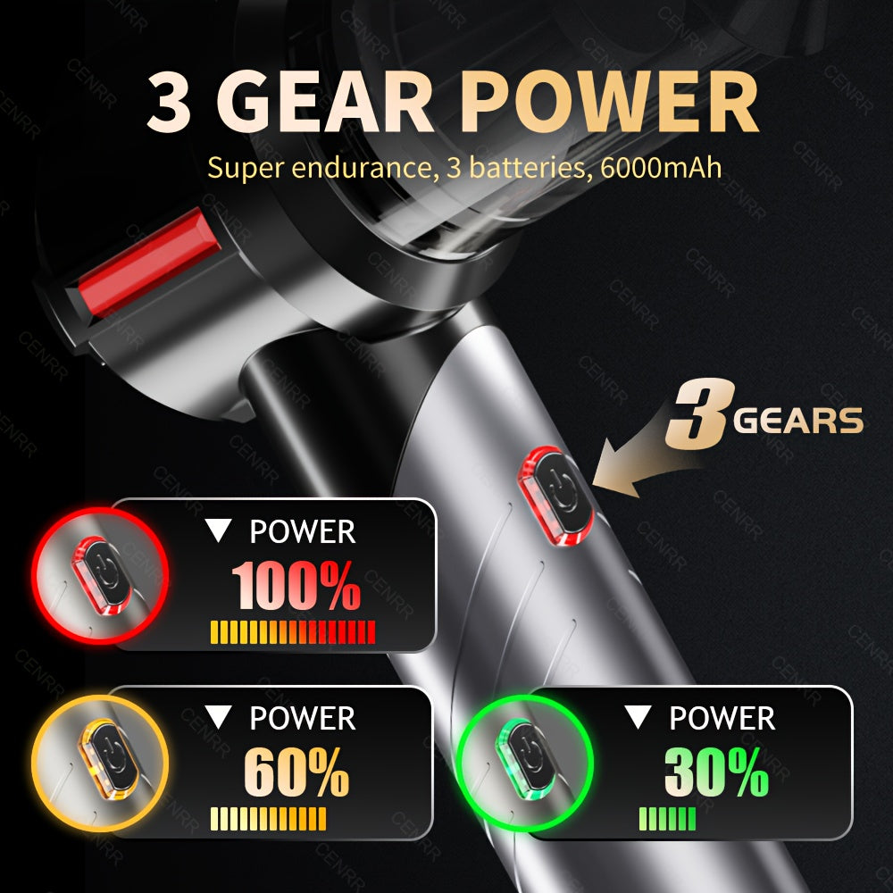 CENRR 16000PA Foldable Car Vacuum Cleaner | 100W Brushless Motor | 9 Attachments | Ultra Quiet 75dB | Wireless Handheld Auto/Home Cleaning