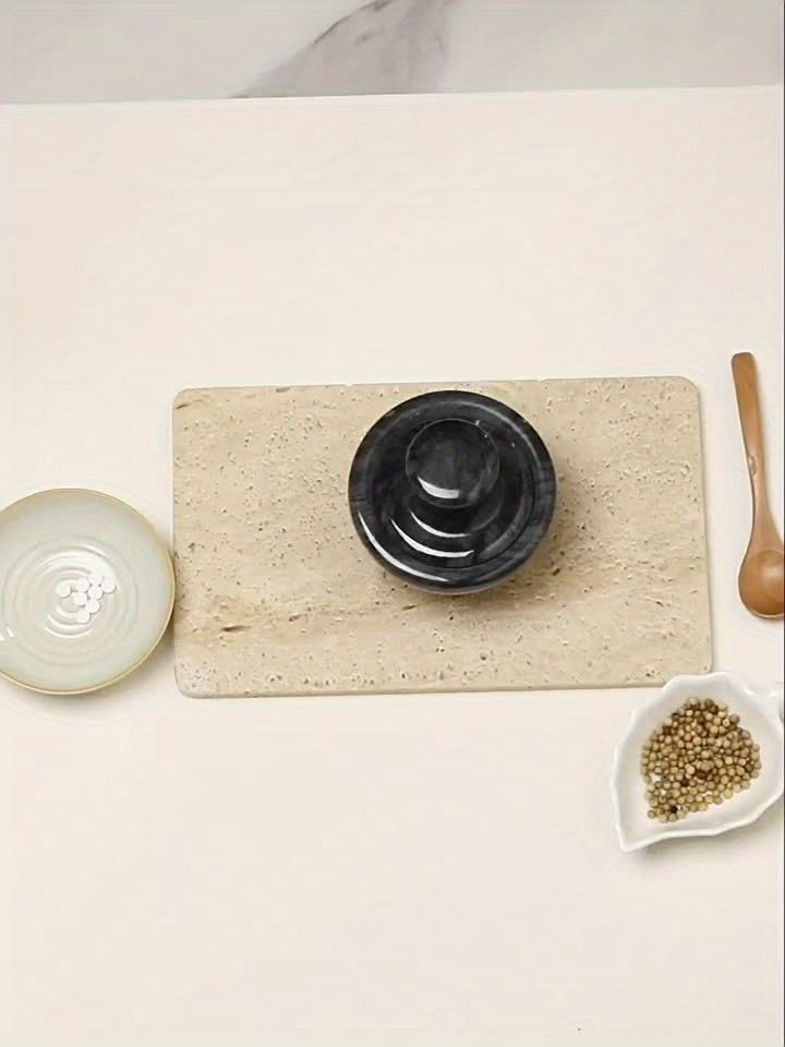 Premium Marble Mortar and Pestle Set - Natural Stone Grinder, 9.65 cm, Ideal for Spices & Pills, Easy to Use & Clean