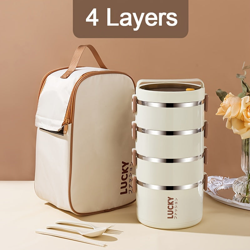 Lucky Charm Stainless Steel Lunch Box Set with Insulated Tote - Durable, BPA-Free, Perfect for School, Work & Camping