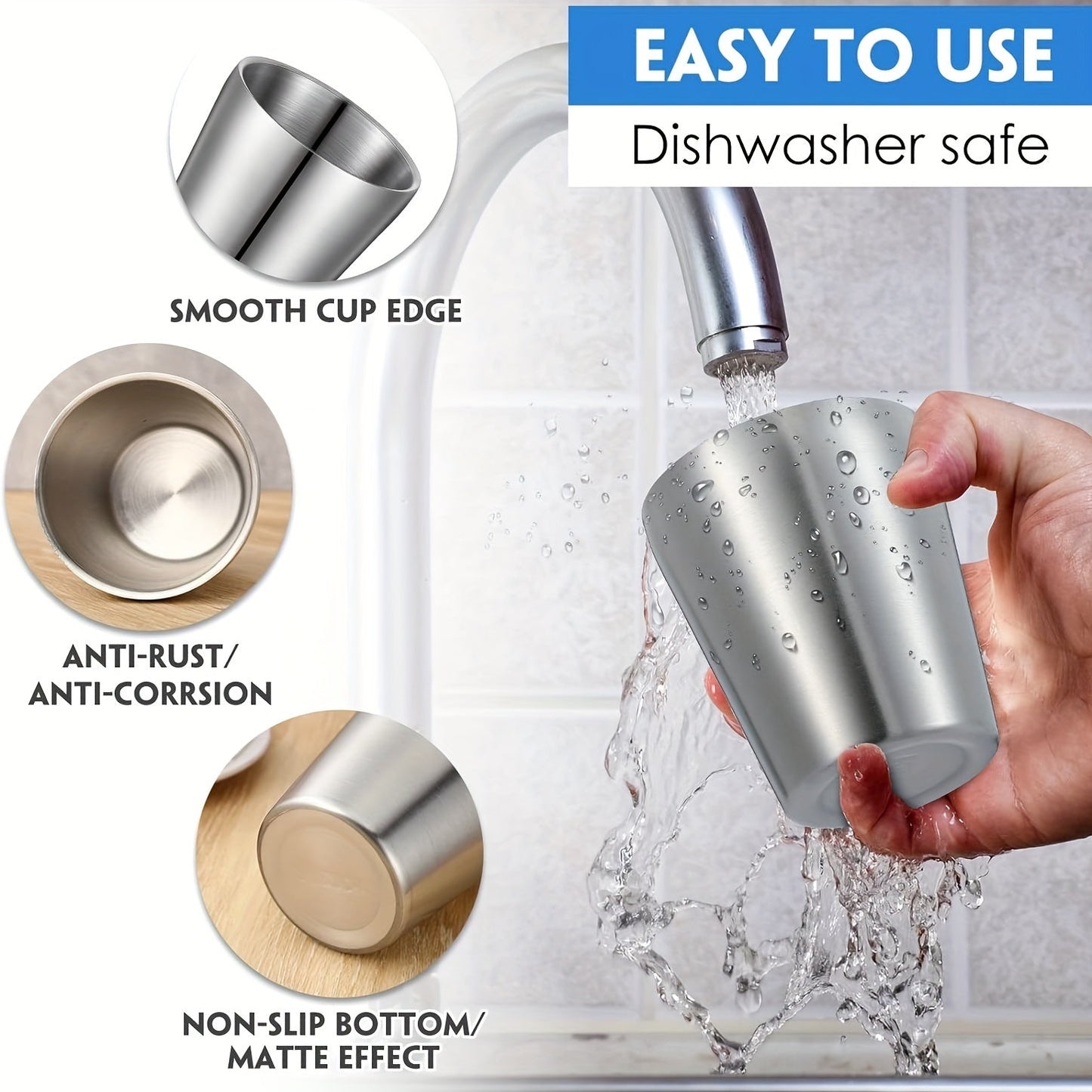 5pcs Stainless Steel Insulated Tumbler Cups 10oz - Durable & Stackable Metal Mugs for Hot & Cold Drinks