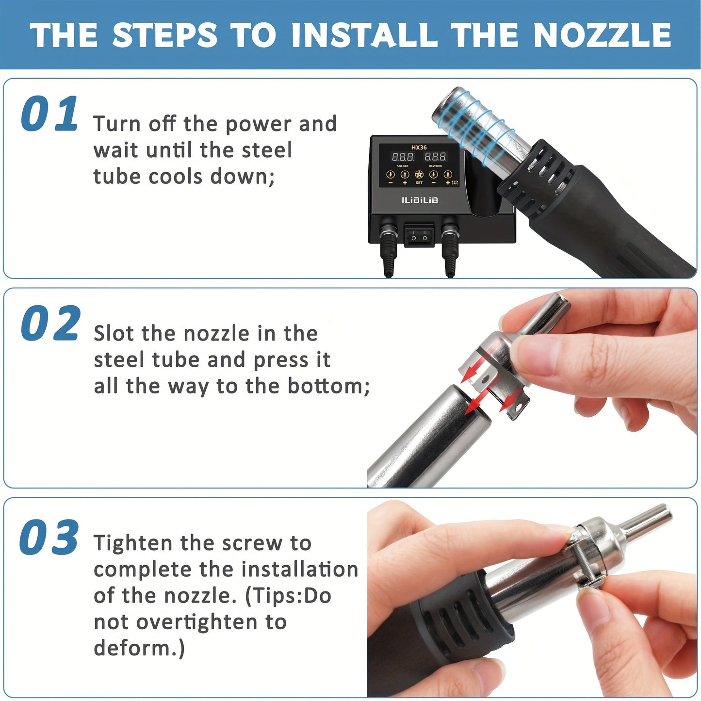 2-in-1 Soldering Station with 60W Iron & 600W Hot Air, LED Display