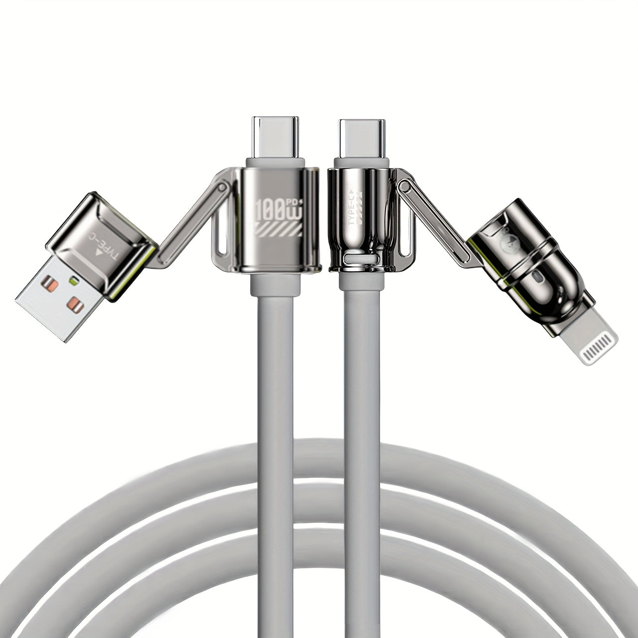 4-in-1 Kirsite Cable 100W Super Fast Charging for iPhone, iPad, Notebook, Mobile Phone