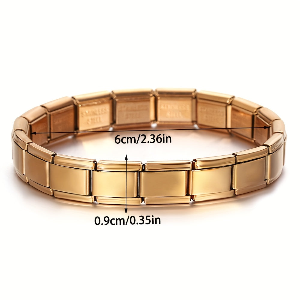 Stainless Steel Golden Elastic Bracelet - Perfect Valentine's Day Gift for Men & Women