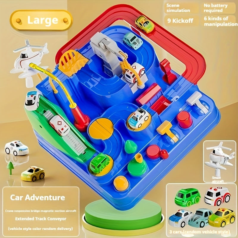 Adventure Track Playset with Magnetic Cars - Educational City Rescue Toy for Kids, Includes 3 Mini Vehicles, Perfect Gift for Boys & Girls