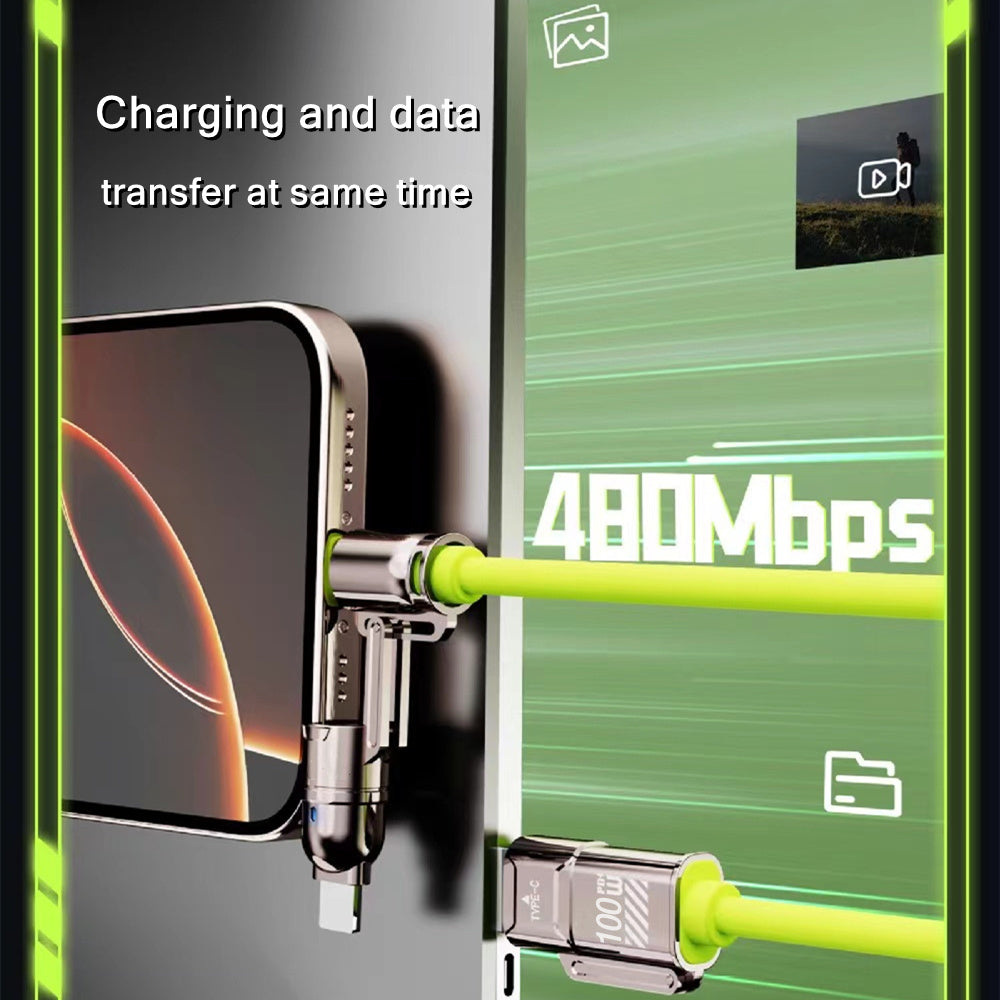 4-in-1 Kirsite Cable 100W Super Fast Charging for iPhone, iPad, Notebook, Mobile Phone