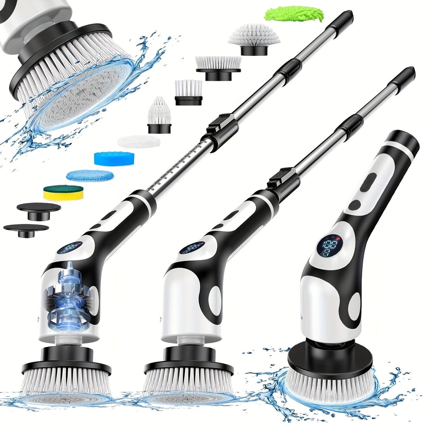 11pcs Electric Rotating Floor Brush Set - Wireless & Rechargeable with 11 Heads