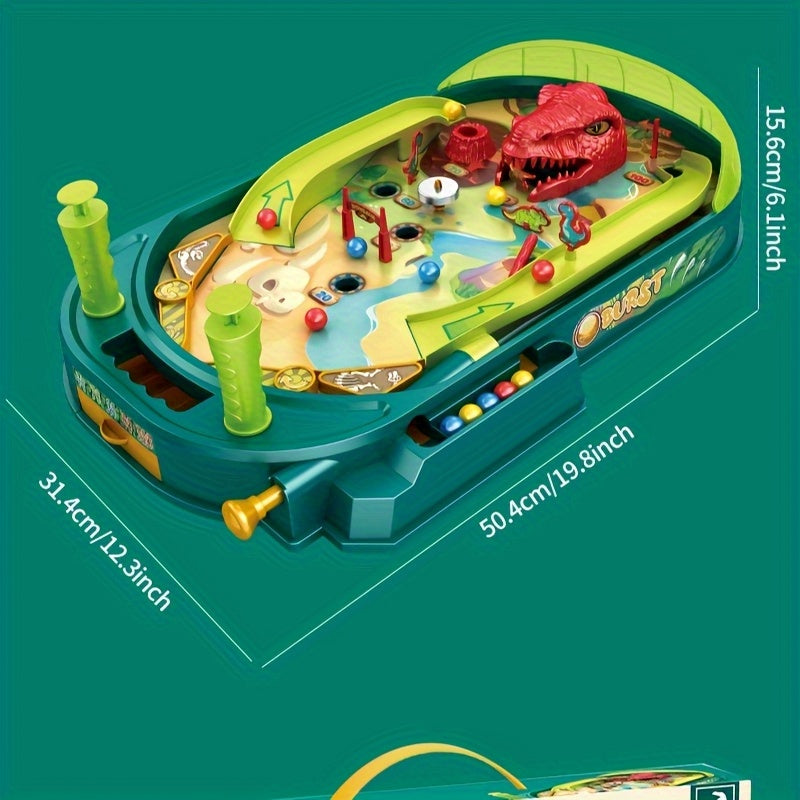 1pc Dinosaur Pinball Battle Table Game - Interactive Multi-in-1 Toy with Launch Marbles & Dinosaur Figure, Perfect STEM Gift for Kids, Skill Development