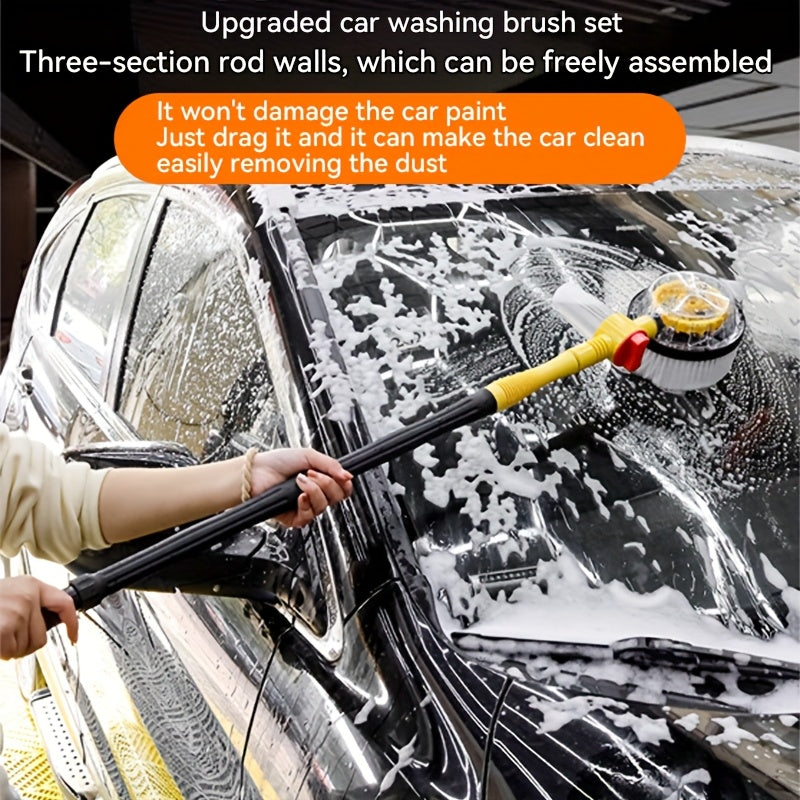 360° Rotating Car Wash Brush Kit with Soap Dispenser - Versatile Microfiber Cleaning for Vehicles, Yard, and Pets