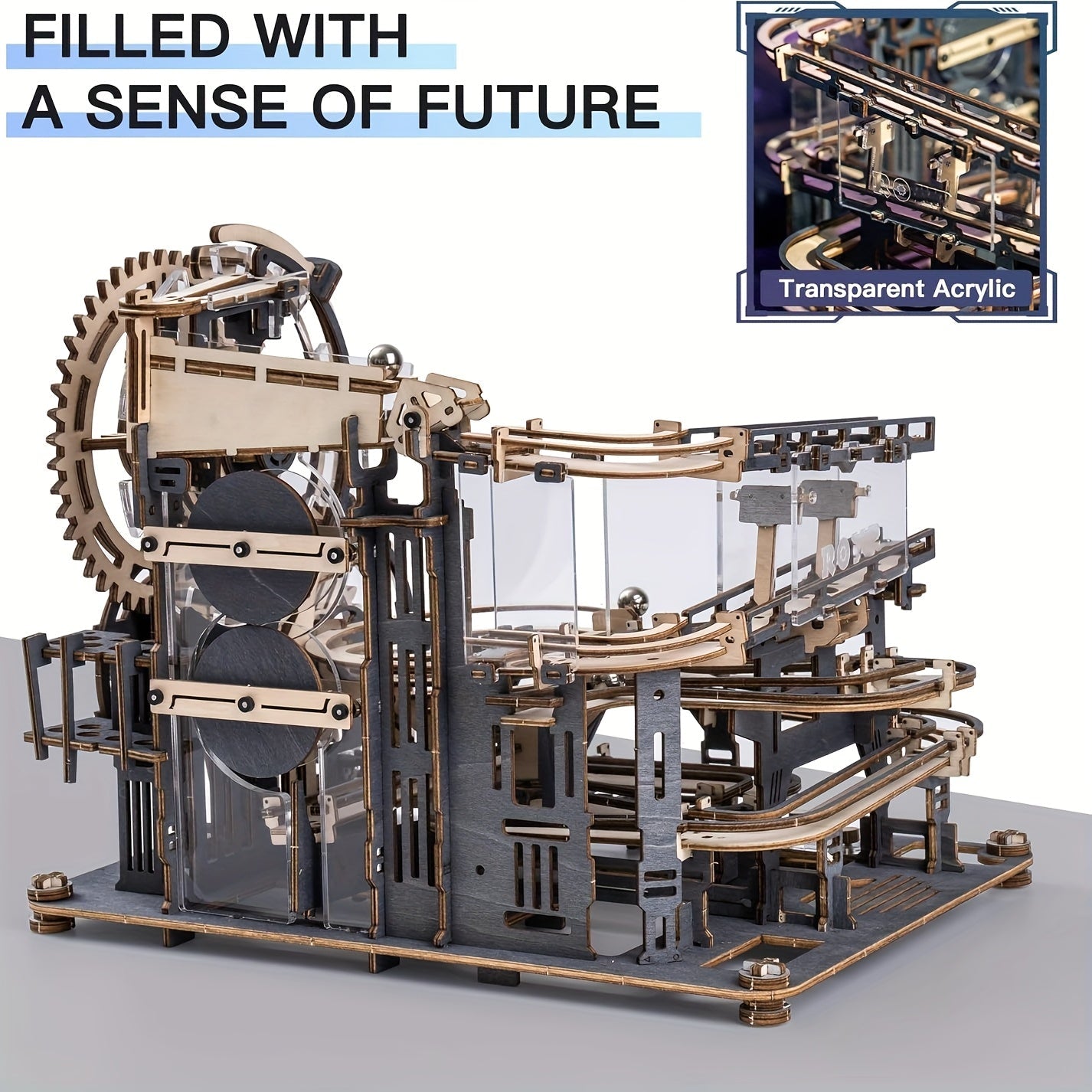 3D Wooden Puzzle Night City Gear Rotation Model - Perfect Craft Gift for Enthusiasts