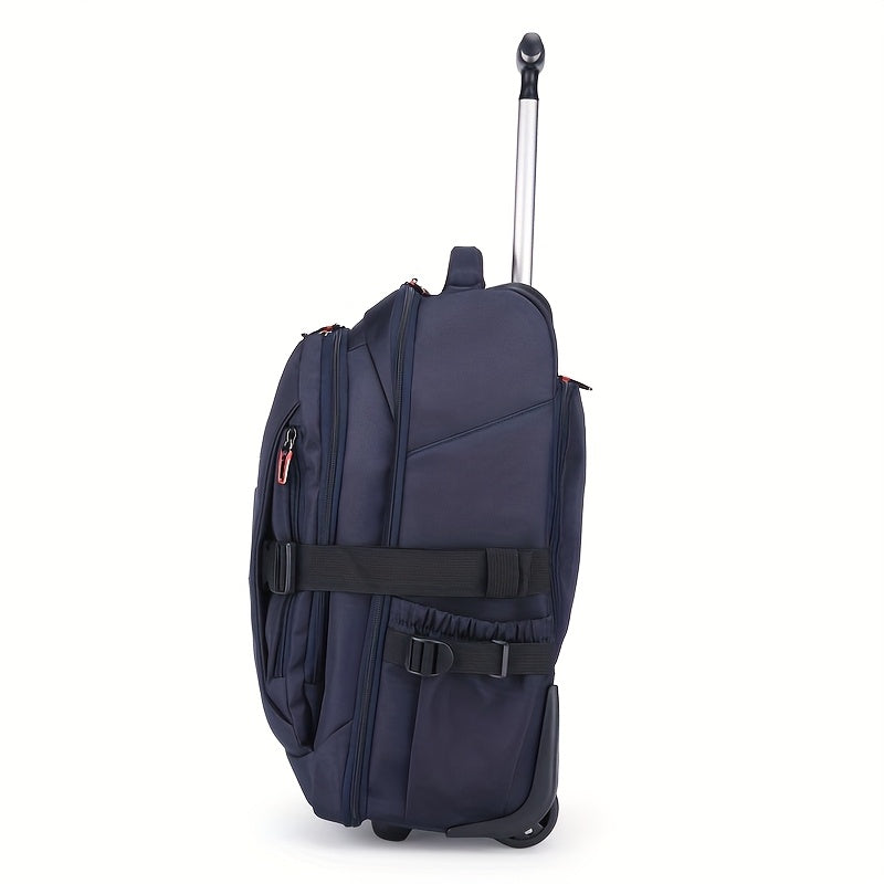 Black Oxford Fabric Convertible Backpack with Wheels - Business Travel & College Essential