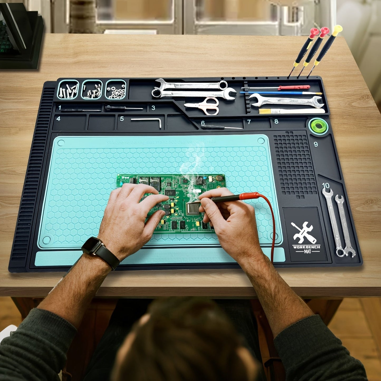 Heat Resistant Silicone Soldering Mat with Magnetic Sections for Phone Repair