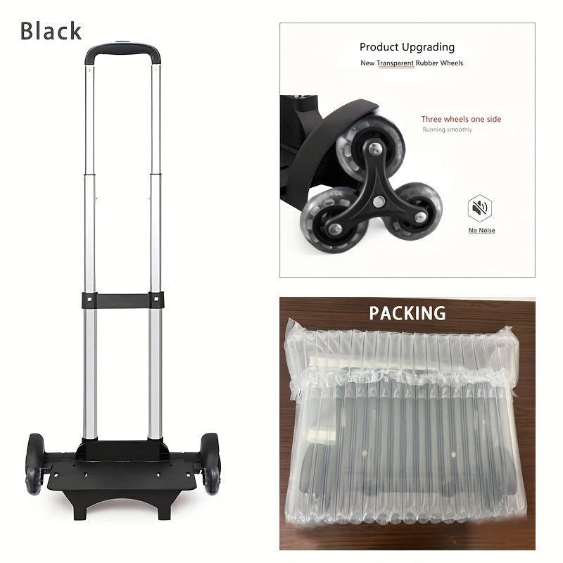 6-Wheel Retractable Trolley Backpack - Foldable & Portable with Rubber Wheels