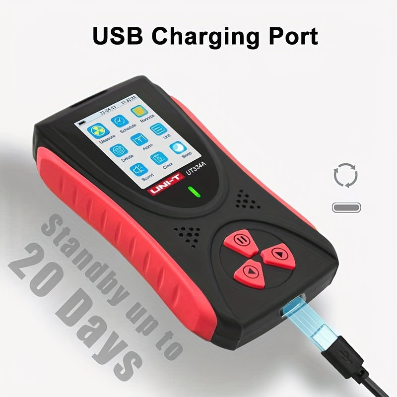 Rechargeable UNI-T UT334A Digital Nuclear Radiation Detector – Portable GM Geiger Counter for Β-Γ X-Rays with LCD Display