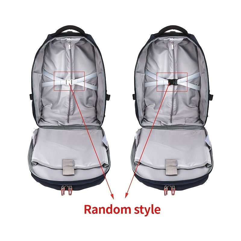 Black Oxford Fabric Convertible Backpack with Wheels - Business Travel & College Essential