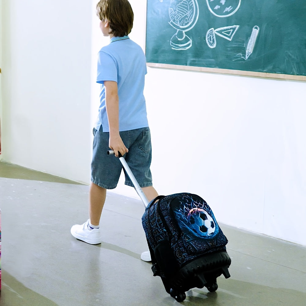 Rolling Backpack with Wheels - Durable Polyester, Adjustable Straps, Zip Closure