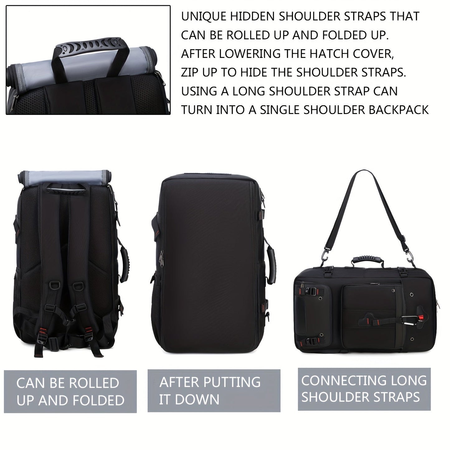 50L Large Capacity Hiking Backpack with Shoe Compartment - Convertible & Unisex