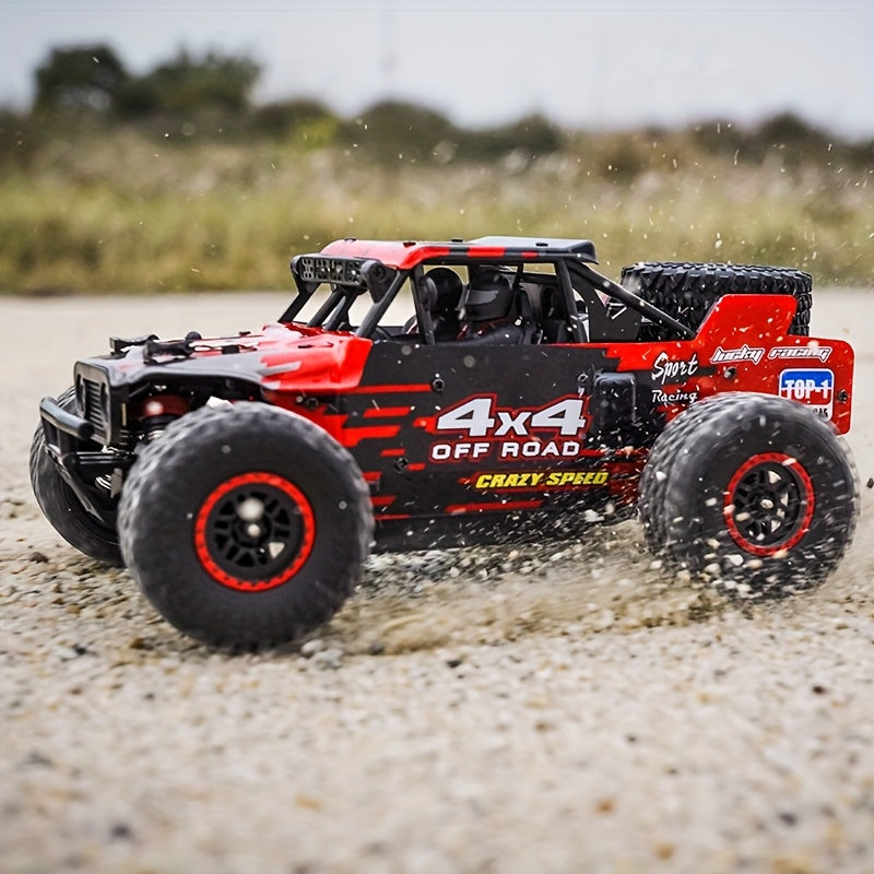 2025 Red Off-Road RC Toy Car - Brushless Motor, 55Km/h, Rechargeable, LED, Space Theme