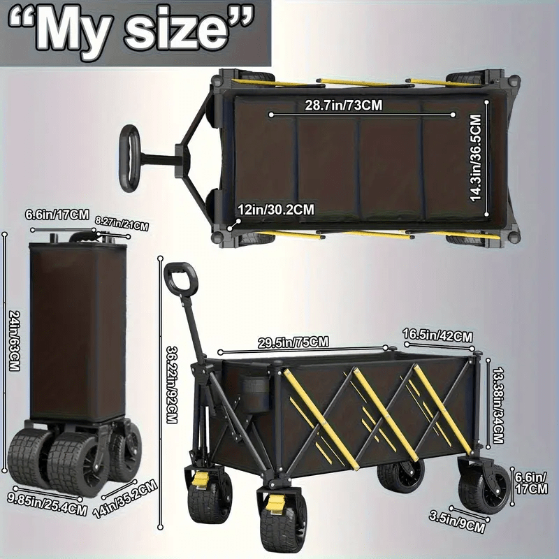 Outdoor Foldable Extra Large Camping Cart - Lightweight, Easy to Store, Quick Delivery