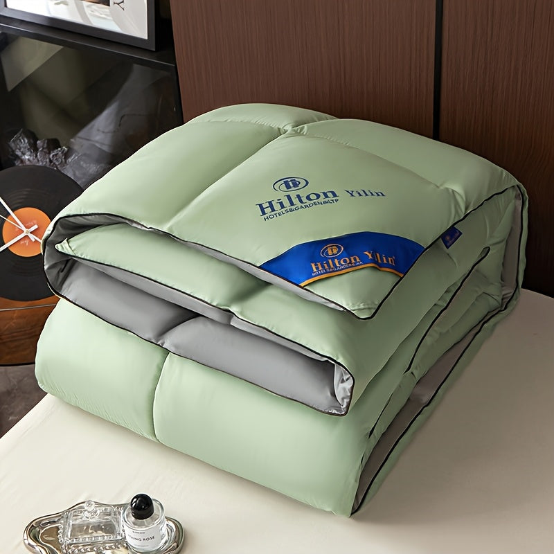 Hilton Style Double-Layered Quilt - Elegant All-Season Comfort with Soft Brushed Polyester in Light Blue