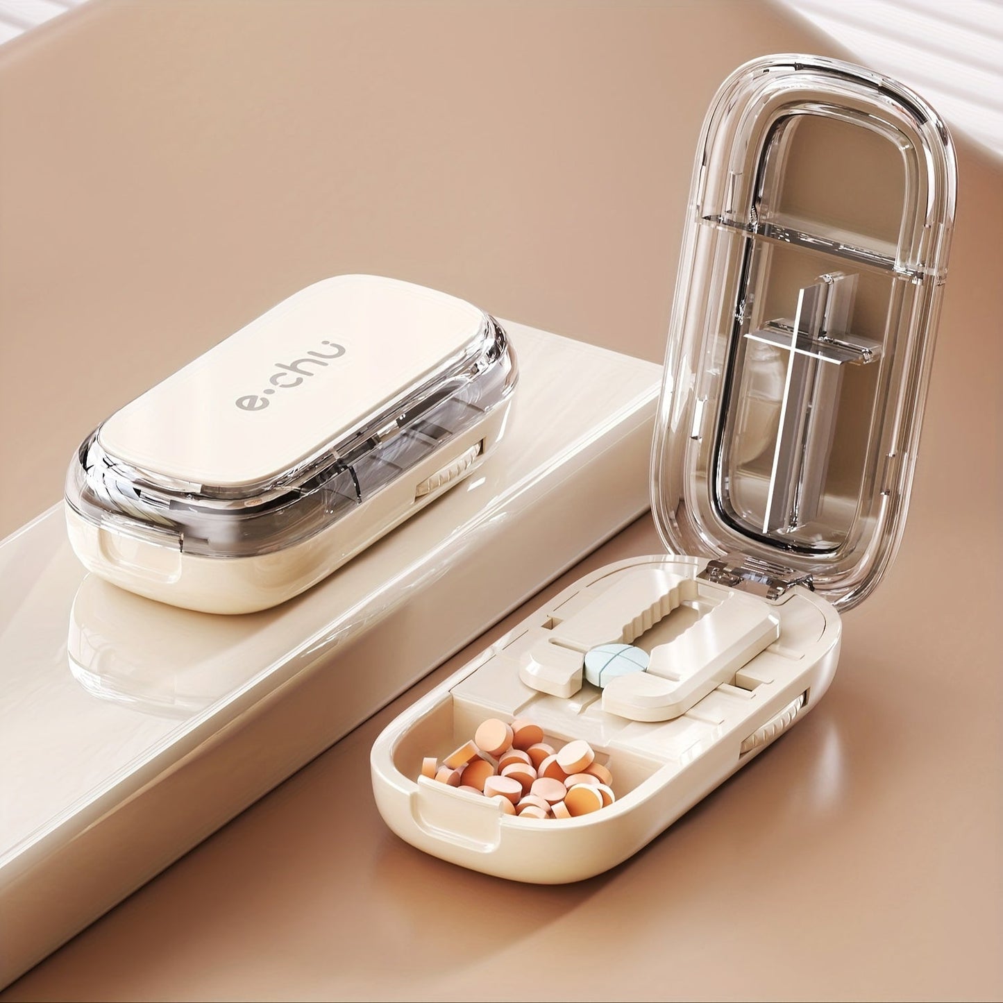 LDQ Pill Cutter & Portable Dispenser - Accurate Tablet Splitter & Organizer