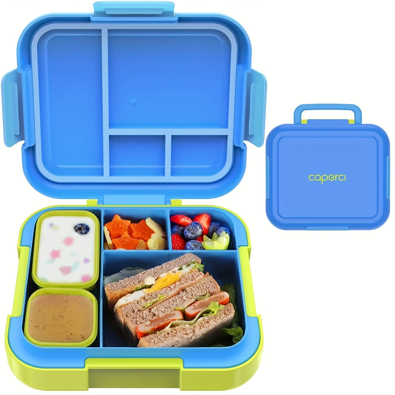Caperci Bento Box - Large 4.8 Cups, Leak-Proof Lunch Box with Modular Containers