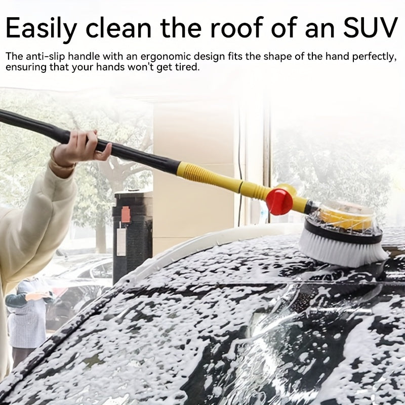 360° Rotating Car Wash Brush Kit with Soap Dispenser - Versatile Microfiber Cleaning for Vehicles, Yard, and Pets