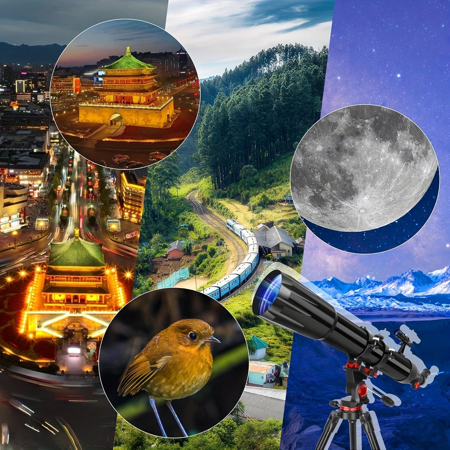 450x Magnification Refractor Telescope, 90mm Aperture with AZ Mount & Phone Holder - Ideal for Stargazing & Bird Watching - Perfect Gift