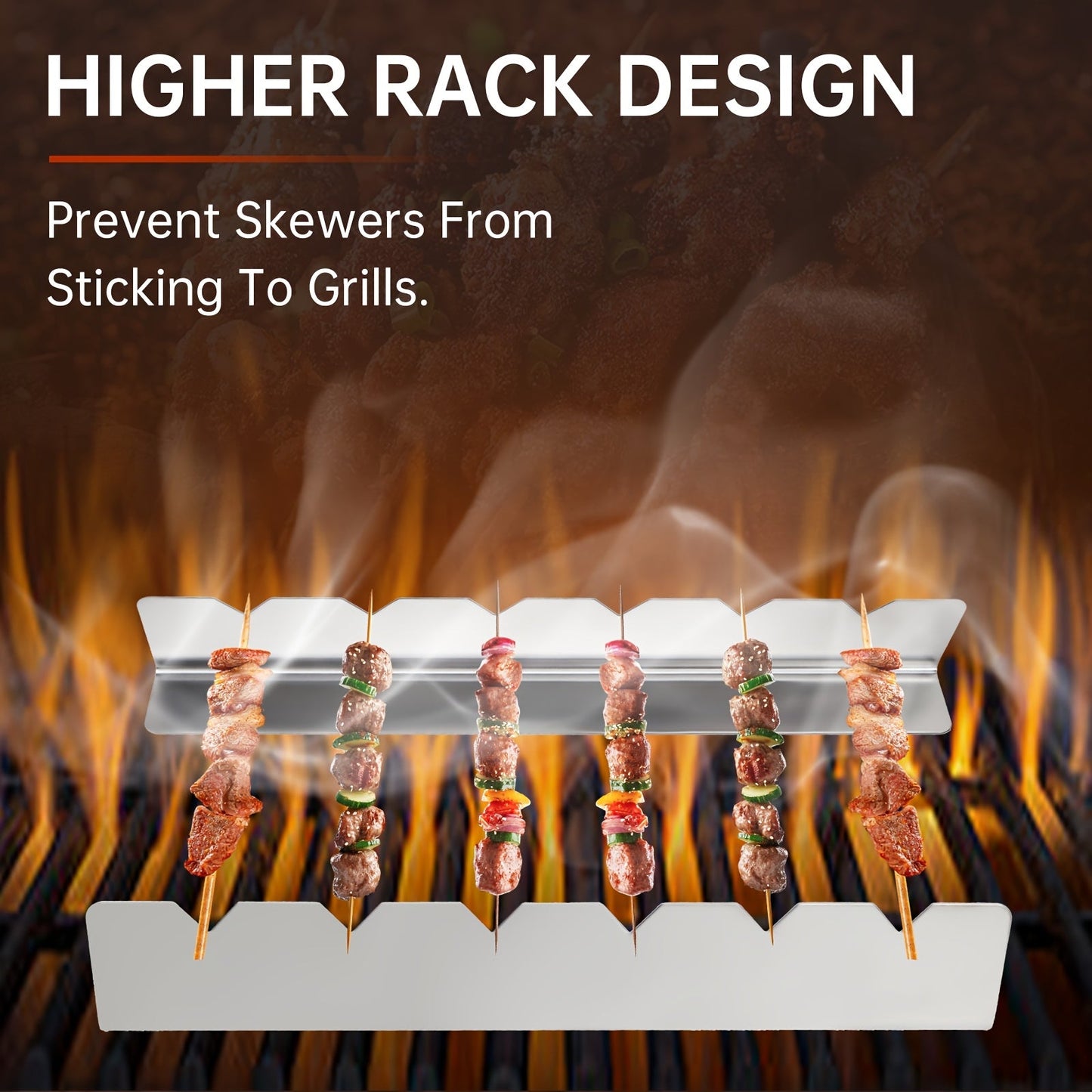 Durable 2pcs Skewer Rack - Stainless Steel BBQ Holder for Parties & Camping
