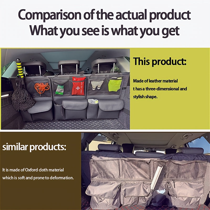 Faux Leather Multi-Function Car Storage Bag - SUV Trunk & Seat Organizer