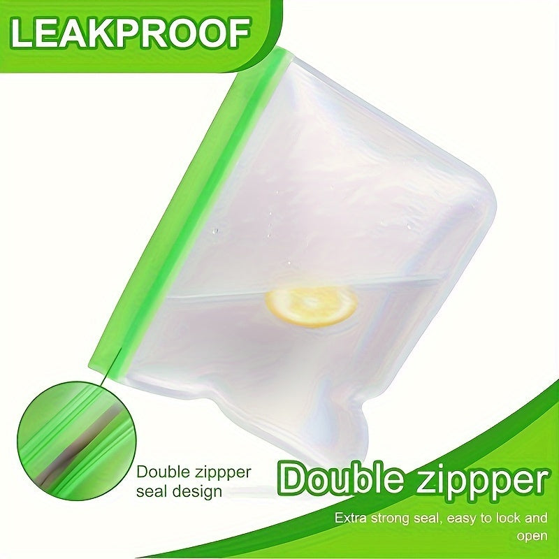 10pcs Reusable Silicone Food Storage Bags - Leakproof Zippered Containers for Freshness