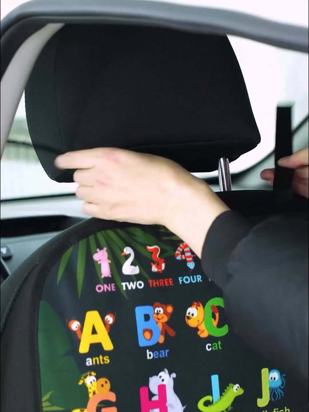 Car Seat Back Protector with Educational Design - Easy Install & Clean, Universal Fit