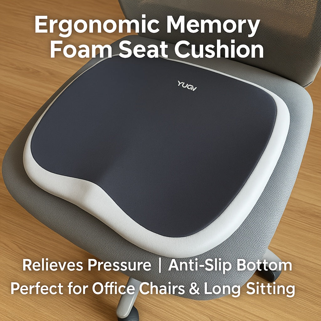 10-Hour Ergonomic Memory Foam Office Chair Cushion - Adjustable Support