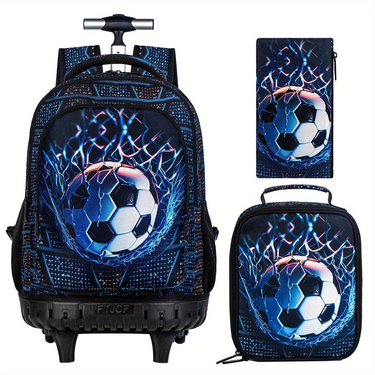 3pcs Rolling Backpack for Girls - 21 inch Foldable Wheeled School Bag Set