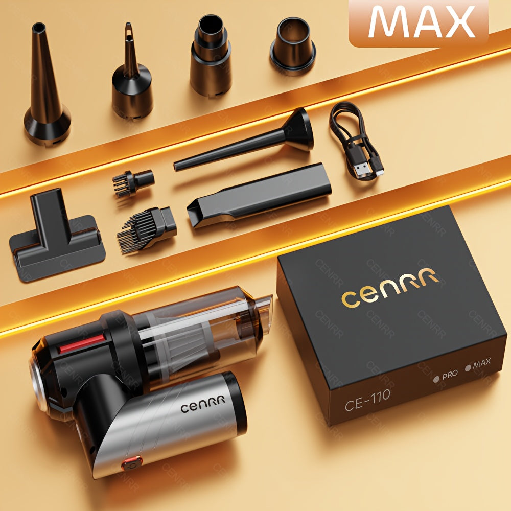 CENRR 16000PA Foldable Car Vacuum Cleaner | 100W Brushless Motor | 9 Attachments | Ultra Quiet 75dB | Wireless Handheld Auto/Home Cleaning