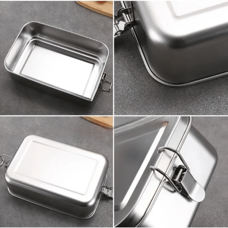 Large Capacity 304 Stainless Steel Square Lunch Box with Compartments