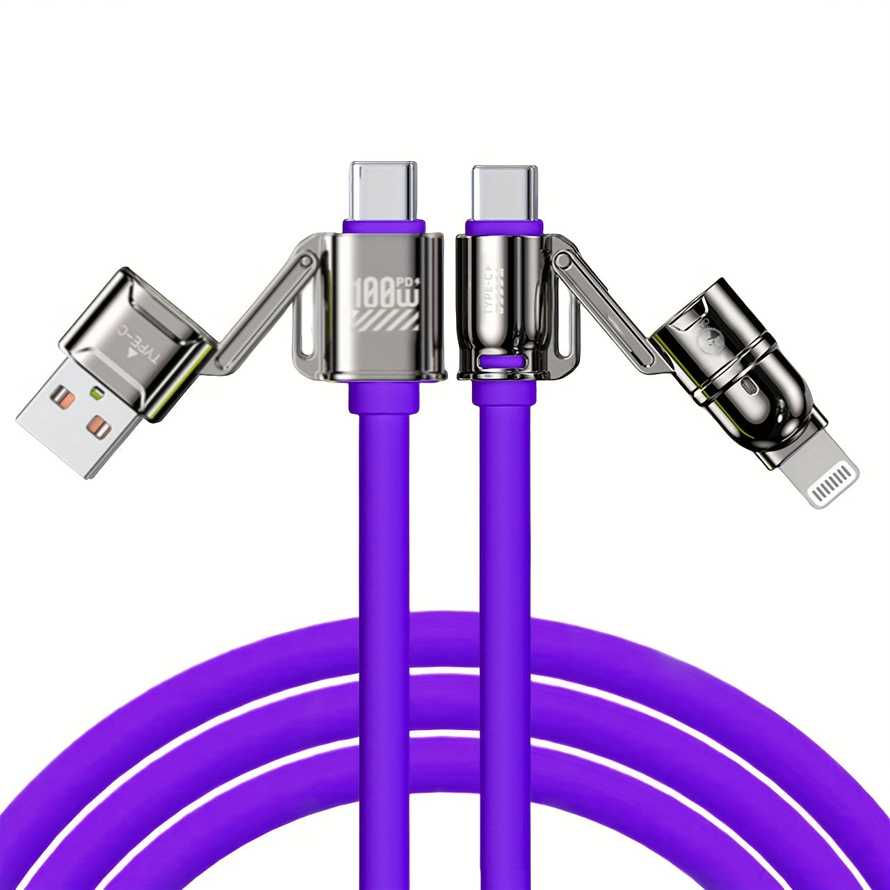 4-in-1 Kirsite Cable 100W Super Fast Charging for iPhone, iPad, Notebook, Mobile Phone