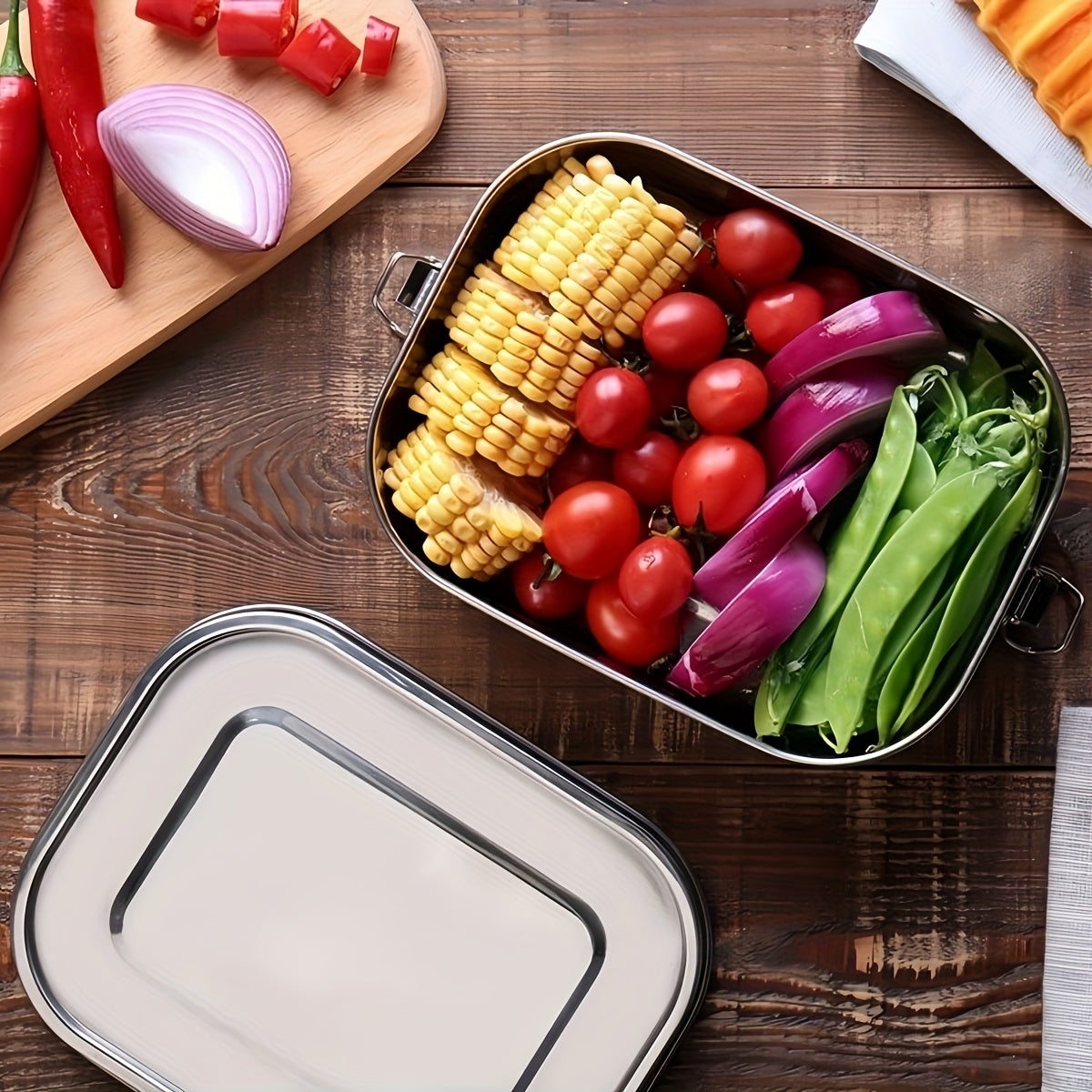 304 Stainless Steel Leak-Proof Lunch Box with Dividers - 1400ml/850ml, Oven & Refrigerator Safe