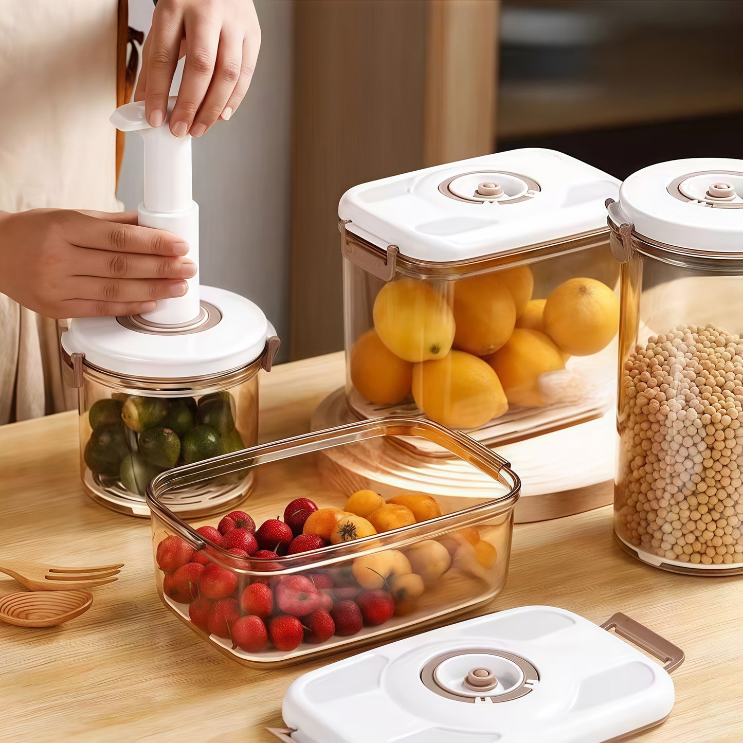 3pcs Awaoko Vacuum Sealer Containers - Airtight, Leakproof, Space-Saving Storage