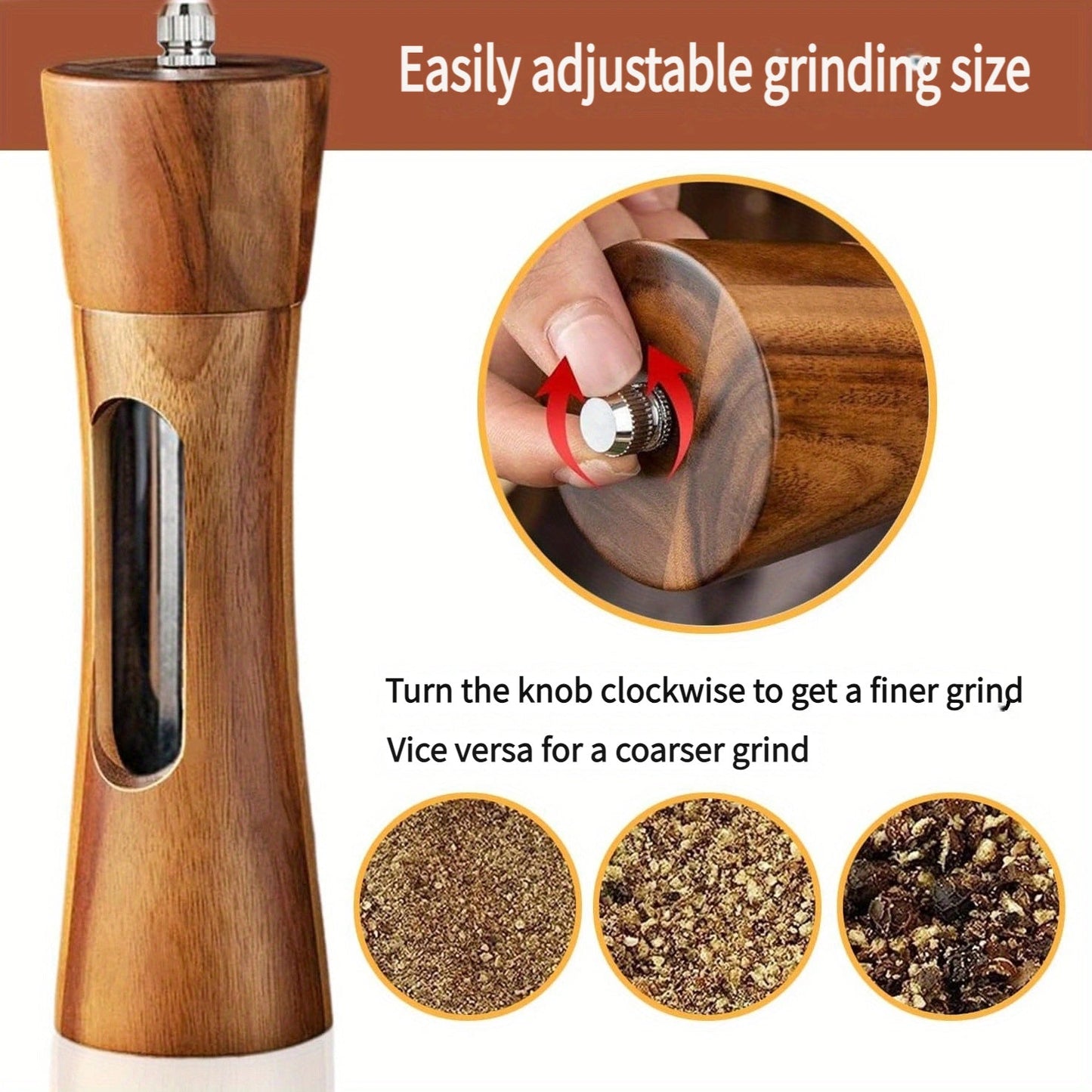 Faridabio Wooden Pepper Salt Mill Set - No Electricity Required - Housewarming Gift
