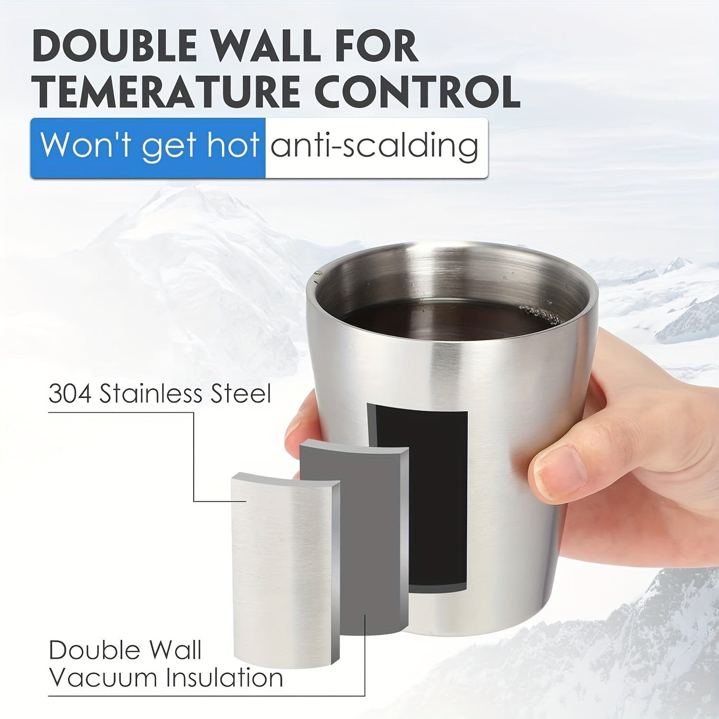 5pcs Stainless Steel Insulated Tumbler Cups 10oz - Durable & Stackable Metal Mugs for Hot & Cold Drinks