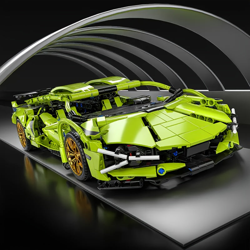 3300+ Piece Green Super Sports Car Building Block Kit - Perfect for Christmas & Birthday Gifts