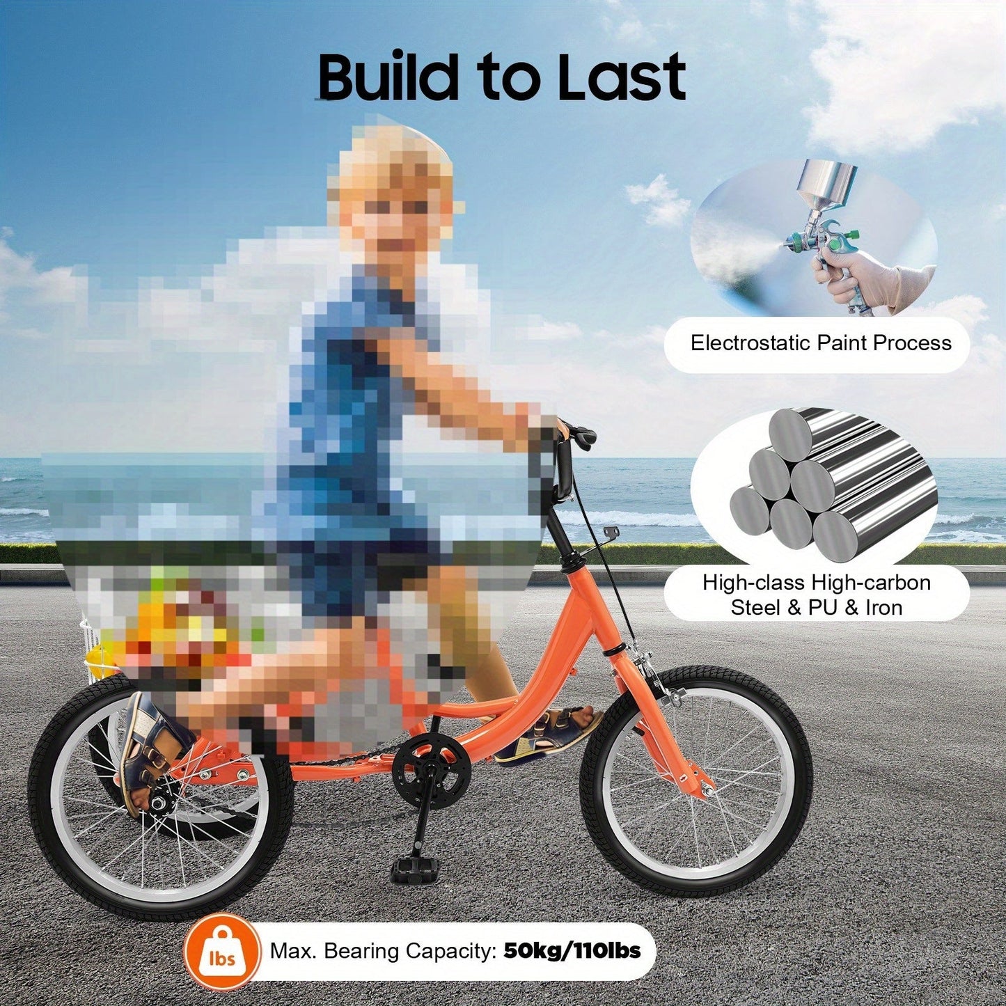 40.64cm Kids Tricycle with Adjustable Handlebar & Seat, Lightweight Steel Frame, Rear Basket, and Safety Features – Ideal for Outdoor Fun & Shopping