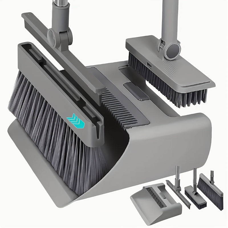 4-In-1 Foldable Broom And Dustpan Set - Compact Design for Easy Home Cleaning