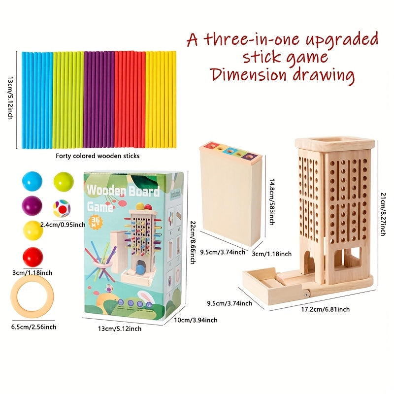 Three-In-One Stick Game for Kids - Hand-Eye Coordination, Cognitive Development & Attention Training