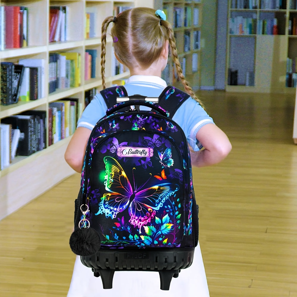 Rolling Backpack with Wheels - Durable Polyester, Adjustable Straps, Zip Closure